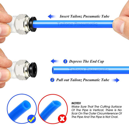 TAILONZ PNEUMATIC Elbow and Straight Combination 5/16 Inch Tube OD x 3/8 Inch NPT Thread Push to Connect Fittings PC-5/16-N3+PL-5/16-N3(Pack of 4)