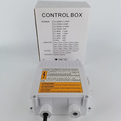 110V Deep Well Pump Accessories Controller for Submersible Pump - 1.1KW 1.5HP Switch Control Box With 60uf 25A Capacitor Starter