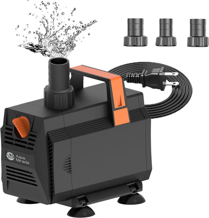 AquaMiracle 1050GPH Aquarium Water Pumps (4000L/H, 55W) Fountain Pump Pond Pump Submersible Water Pump with Flow Control for Fountain, Waterfall, Statuary, Filtration, Water feature, Hydroponics