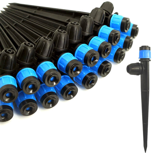 100Pcs Drip Irrigation Emitters with Lock, Adjustable 360 Degree Water Flow Irrigation Drippers for 1/4 inch Drip Irrigation Tubing, Micro Spray Drip System Parts for Garden Irrigation System