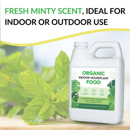 Organic Indoor Houseplant Food - Use on All Live Indoor Plants, Orchids, and Succulents | Concentrated Liquid Fertilizer Alternative (32oz, Mixes to 32 Gallons)