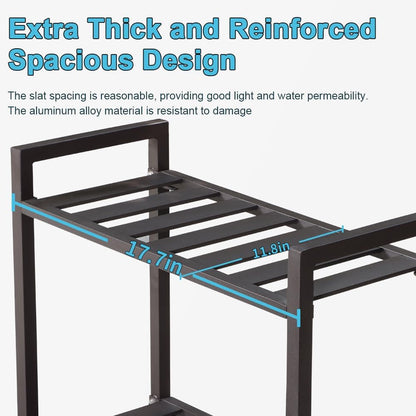 Versatile Indoor/Outdoor Plant Stand – High-Strength Aluminum with 300 LBS Load Capacity - Ideal Decor for Patios, Gardens, Living Rooms | L17.7 x W11.8 x H22 inches
