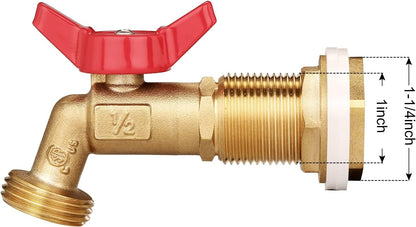 WADEO Rain Barrel Spigot, Brass Water Spigot with Bulkhead Fitting, Rain Water Faucet Kit with Thread Tape
