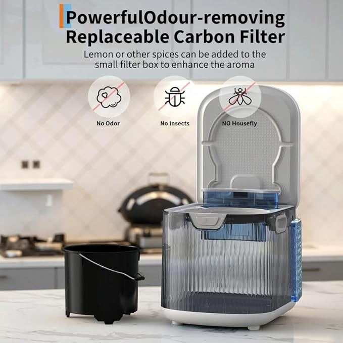 2.5L Electric Countertop Compost Bin, Food Cycler with Auto-Clean & LED Display, Quiet Odor-Free Food Waste Recycler for Kitchen, Turns Scraps into Fertilizer for Garden
