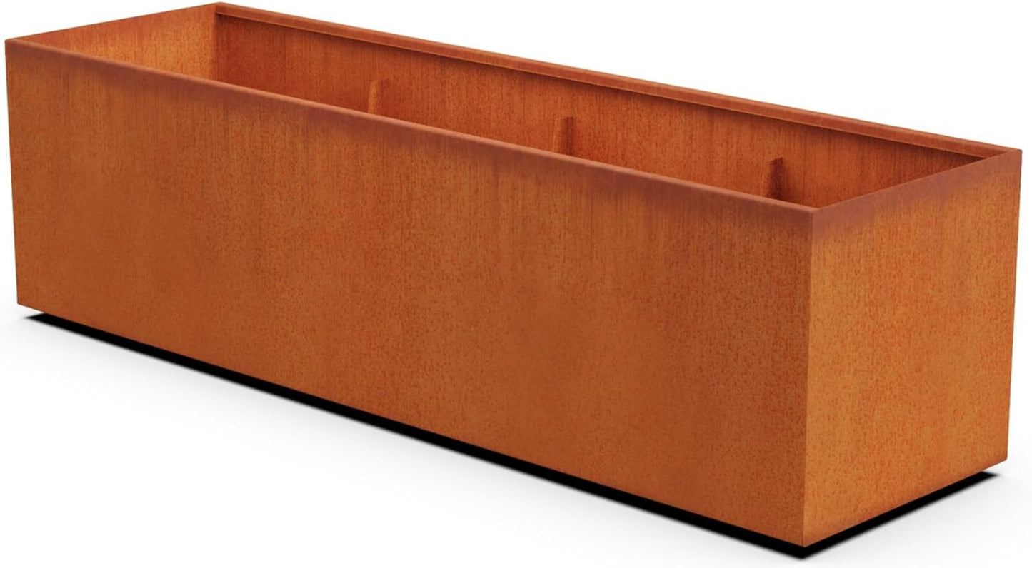 Large Rectangular Planters for Outdoor Plants - 84x24x24 Inch Corten Steel Planter Extra Large Outdoor Planters & Metal Raised Garden Bed, Fully Assembled for Patios and Landscapes