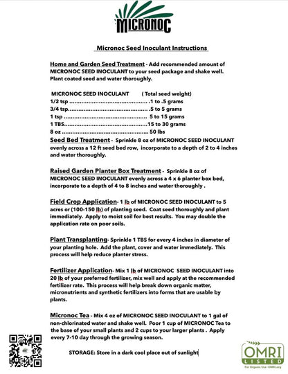 Seed Inoculant - Organic Fertilizer for Soil Health and Strong Germination - Beneficial Microbial Seed Inoculant (8oz)