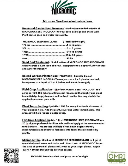 Seed Inoculant - Organic Fertilizer for Soil Health and Strong Germination - Beneficial Microbial Seed Inoculant (8oz)