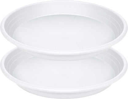 2 Pack of 16 inch Plant Saucer, Large Plant Tray, Heavy Sturdy Plant Drainage Tray for Indoors, Bird Bath Bowls, Sturdy Plastic Pot Tray for Planter (White)