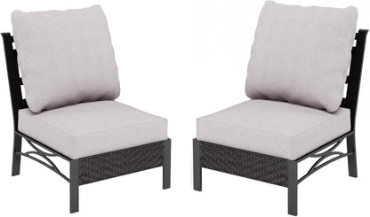 MFSTUDIO Patio Furniture Set, 2 Seat Outdoor Sectional Sofa Conversation Set, Woven Rattan Patio Couch for Backyard, Garden, Deck