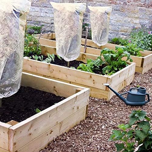 Agfabric Winter Plant Covers Freeze 96"x84" 0.9oz Freeze Cloths for Plants Plant Winter Cover Drawstring Bags Shrub Jacket Season Extension,White