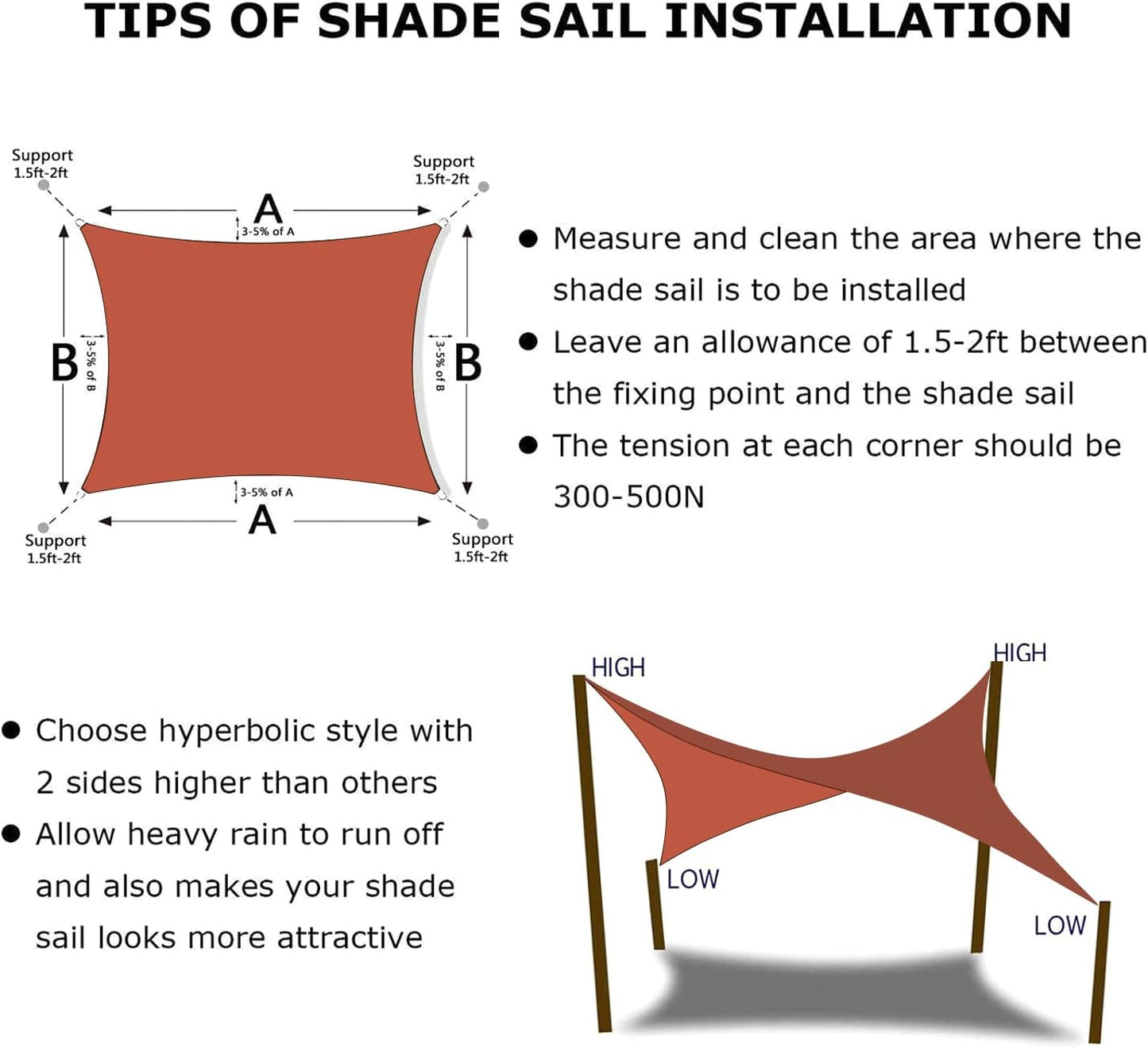 KANAGAWA 16'X16' Rust Red Custom Size Sun Shade Sail Square UV Block Canopy Cover for Patio Backyard Lawn Garden Outdoor (Customized Available)