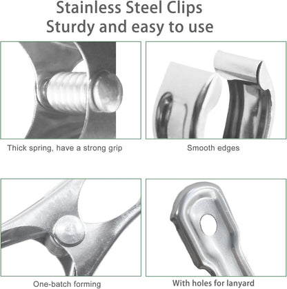 80 Pcs 2inches Gardening Clips for Netting, Metal Clamps Made of Stainless Steel, Have a Strong Grip of Greenhouse Clips Keep the Plant Cover on Garden Hoops