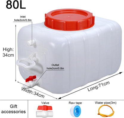 Portable Water Container with Tap, Heavy Duty Water Tank Plastic Water Storage Carrier 50L 80L 110L 200L Water Bucket Jug for Camping Outdoor Hiking Travel Emergency(Size:80L)