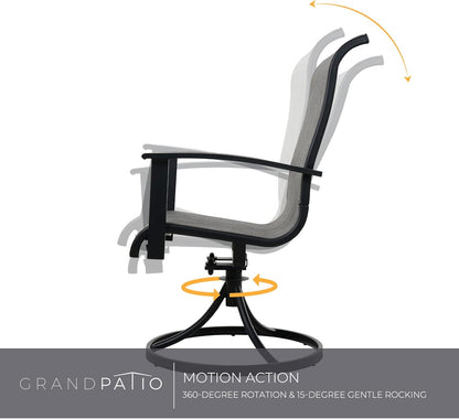 Grand patio Outdoor Swivel Dining Chairs 4-Piece Patio Dining Chairs Set Mesh Sling Patio High Back Swivel Rockers, Black & Grey Plaid
