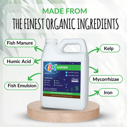 FOOP Garden - Organic Liquid Plant Food Made from Fish Manure (with Fresh Minty Scent) | Fish Fertilizer Alternative Perfect for Veggies, Herbs, Flowers,Trees,Shrubs | Kid&Pet Friendly (32oz)