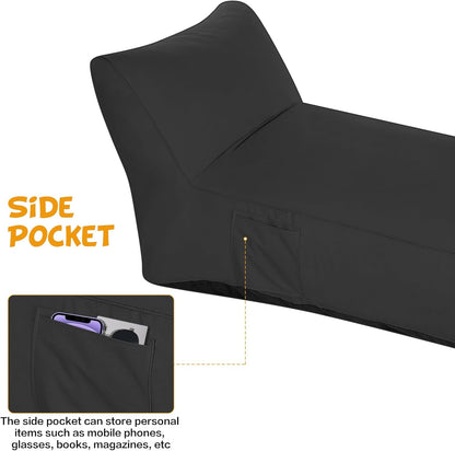 Modern-Depo Outdoor Chaise Lounge Chair, Sunbed UV Resistant Sofa Couch Patio Furniture Waterproof Outside Sunlounge Reclining Sunbathing Bed Comfy Single Chaise Daybed for Garden, Pool, Beach, Black