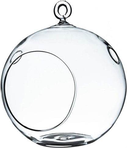WGV Hanging Terrarium Globe, Width 5", Height 6", DIY Air Succulent Planter, Clear Glass Vase Orb with Flat Bottom, Candle Holder for Windowsill Outdoor Garden Decor, 1 Piece