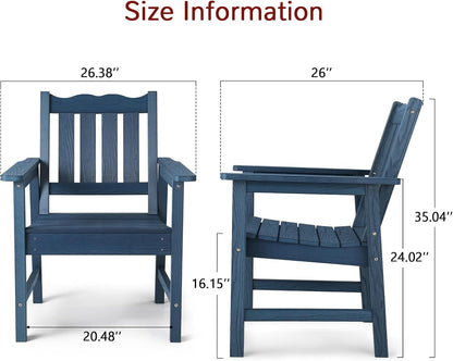 Stoog All-Weather Patio & Garden Chair, Outdoor Dining Chair with Curved Backrest, 400 lbs Support, for Backyard, Garden, Porch, Pool and Deck, Blue