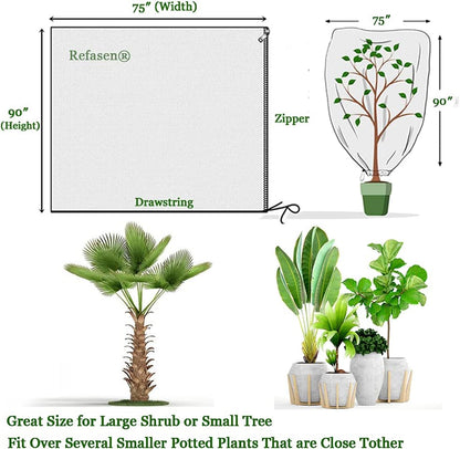 Plant Covers Freeze Protection,90”H X75”W 2.2oz Frost Blankets for Outdoor Plants Frost Cloth with Zipper Drawstring-Protect Trees Shrubs from Cold Frost Wind Pest