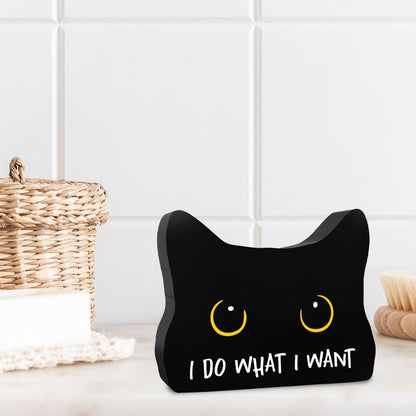 I Do What I Want Funny Bathroom Acrylic Decor Sign Black Cat Decor Cat Decor for Home Bathroom Cat Lover Gifts For Women Men