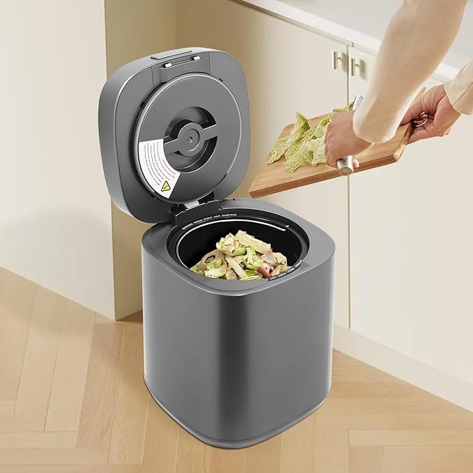 2.5L Electric Kitchen Composter, Indoor/Outdoor Composting Machine, Countertop Compost Machine Turn Food Waste and Scraps into Fertilizer for Garden Plants, Black