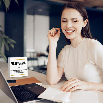 Perseverance Noun Entrepreneur White Wooden Box Sign, Inspirational Office Decor Decorative Table Shelf Desk Decor, Rustic Workplace Farmhouse Home Counter Decor Office Decorations Desk Accessories