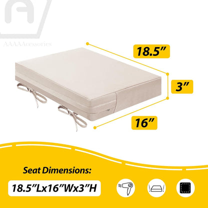 AAAAAcessories Outdoor Seat Cushions for Chairs, Waterproof, Fade-Resistant Patio Furniture Replacement Cushions, 18.5" x 16" x 3", Set of 4, Khaki Beige