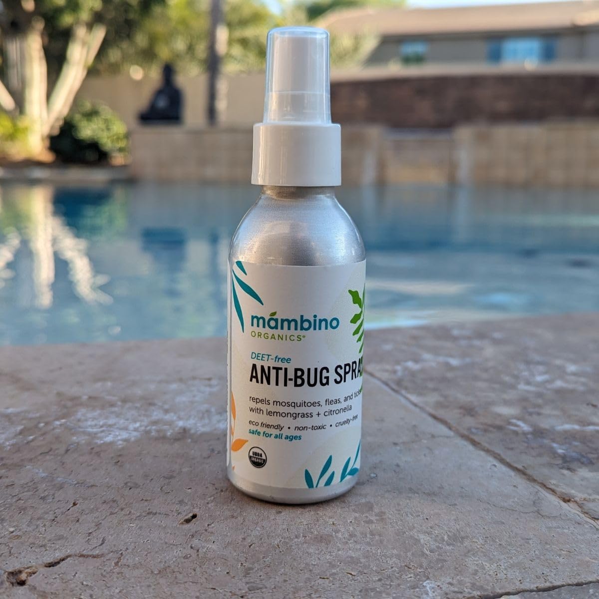 Anti-Bug Spray DEET-Free – Organic, All-Natural Bug Spray Travel Size with Essential Oils – Non-Toxic, Reef Safe, Face-Safe Bug Repellent for Babies, Kids, Adults by Mambino Organics, 2.7oz
