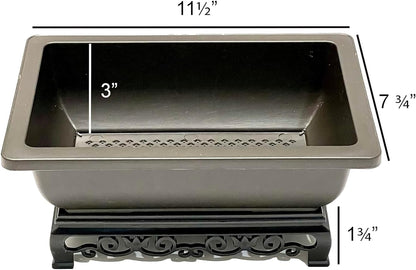Bonsai Pot – 2-Pack 11.5 Inch Bonsai Training Pot with Eelegant Stand – Antique Brown Bonsai Pots with Mesh Drainage – Luxurious Bonsai Tree Pots Indoor Made with Recycled Plastic