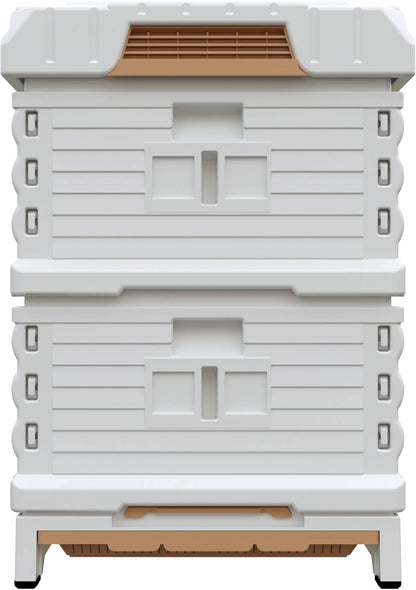 Ergo Insulated 10 Frame Bee Hive Set [NO Frames Included] (Double Deep, White Body Blue Entrance)