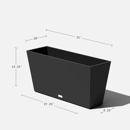 Veradek Pure Series Midori Trough Planter - Large Rectangular Planter for Outdoor Deck/Porch | Durable All-Weather Use with Drainage Holes | Modern Decor for Shrubs, Flowers, Small Plants