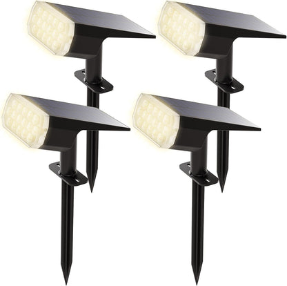 Solar Spot Lights Outdoor, 3 Lighting Modes Solar Outdoor Lights for Garden Yard Outside Landscape, 4 Pack Warm
