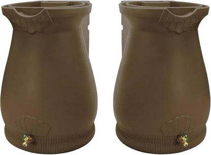 65-Gallon Urn Rain Wizard Decorative Barrel (Oak, 2 Pack)