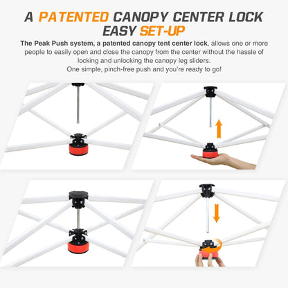 EAGLE PEAK Pop Up Canopy Tent with 1 Sidewall, Easy Setup Event Tent, Outdoor Sun Shade, Wheeled Carry Bag, Stakes and Guy Ropes, Instant Canopy 10x10, Peach Pink