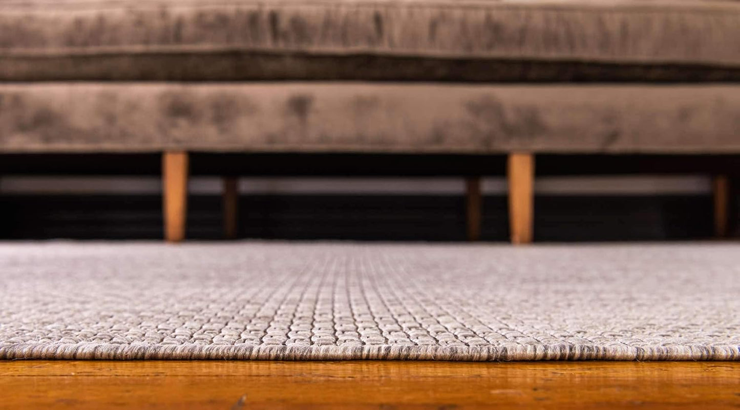 Unique Loom Collection Casual Transitional Solid Heathered Indoor/Outdoor Flatweave Area Rug (7' 1" x 10' Rectangle, Beige/Ivory)