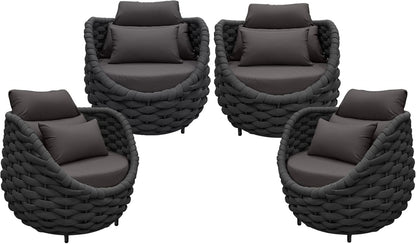 TWT 4 Pieces Patio Sofas All-Weather Teslin Rope Balcony Furniture with Cushions & Pillows, Patio Couch Outdoor Patio Furniture Set for Indoor, Balcony, Backyard, Poolside, Dark Grey