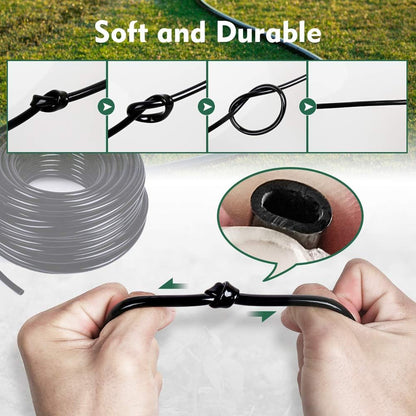 Bonviee 100ft 1/4 inch Blank Distribution Tubing Drip Irrigation Hose Garden Watering Tube Line for Small garden irrigation system