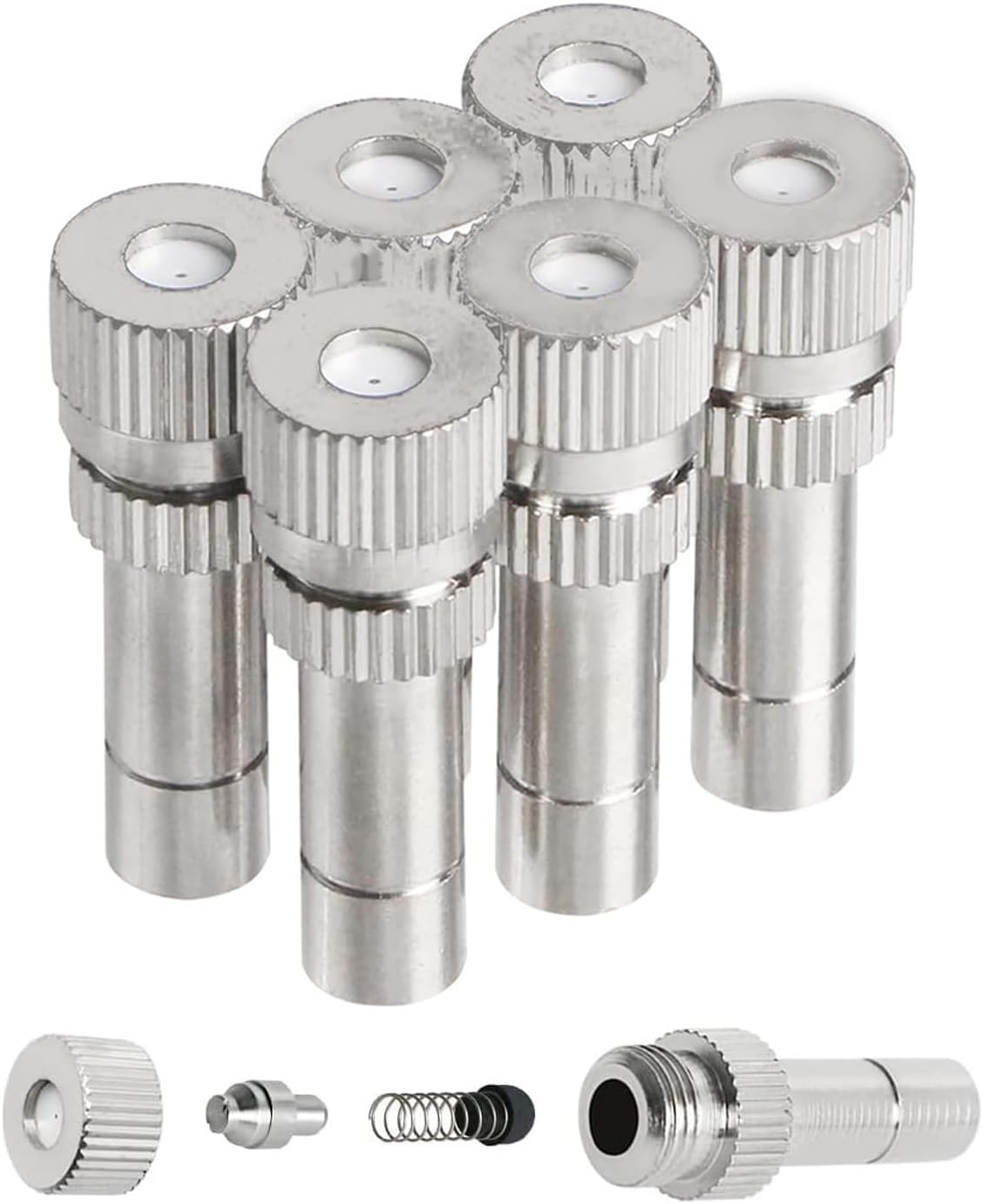 20pcs Brass Mister Nozzles, 6mm Misting Nozzles for Outdoor Cooling System, Landscaping, Air Humidification, Greenhouse Irrigation (without Filter, 0.028"/0.7mm Orifice)