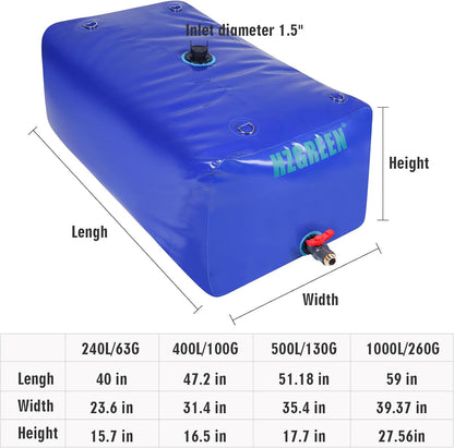 Water Bladder 240L/63G Water Tank Storage Container Foldable Portable Large Capacity Soft Bag Suitable for Outdoor Easy to Carry Out