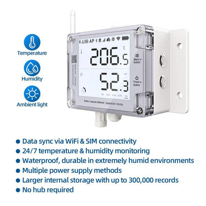Ubibot Thermometer Hygrometer, Wireless Temperature Data Logger, Remote Humidity Monitor for Refrigerated Truck Free App Email Alarm, IFTTT 2.4GHz only (GS1-AL4G1RS WiFi & SIM)