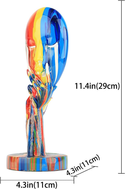 suruim Simple Creative Colorful Female Face Art Statue Thinker Sculpture Abstract Character Crafts Ornament Home Office Bedroom Living Room Study Decoration (Small 11.8x4.3x4.3in)