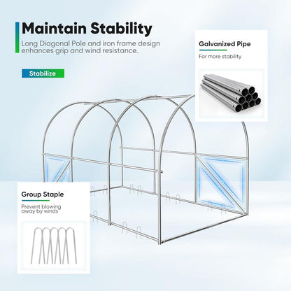 Quictent Premium Greenhouse for Outdoors, 10x6.6x6.6FT Upgraded Portable Walk-in Heavy Duty Frame Large Garden Plant Hot Outside Hoop House, 6 Ventilated Screen Window and Zipper Screen Door, White