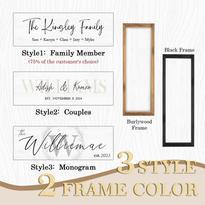 Last Name Signs for Home, Personalized Wall Decor, Monogram Gifts, Framed Wooden Family Name Sign for Home Decor, Custom Wood Signs, Established Signs
