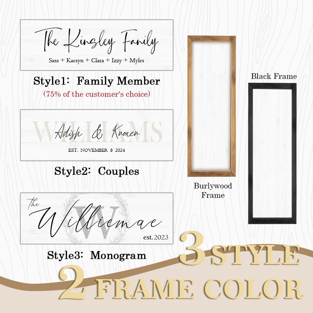 Last Name Signs for Home, Personalized Wall Decor, Framed Family Name Signs for Home Decor, Custom Wood Sign, Established Farmhouse sign, Housewarming Gift