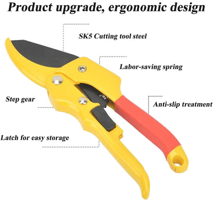 Garden clippers, premium Germany pruners, Work 3 times easier, professional pruning shears, cutting rose, flower, hedge, stem, tree, Sharp gardening scissors, Arthritis weak hand snips (Japanese, 1)