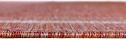 Unique Loom Outdoor Border Collection Area Rug - Soft Border (13'Round, Rust Red/ Ivory)