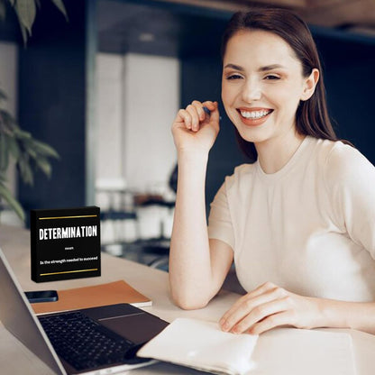 Determination Noun Entrepreneur Black Wooden Box Sign, Inspirational Office Decor Decorative Table Shelf Desk Decor, Rustic Workplace Farmhouse Home Bedroom Office Decorations Desk Accessories