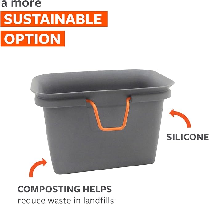 Full Circle Scrap Happy, Food Scrap Collector and Freezer Compost Bin - Hanging Kitchen Countertop Bin for Fruit and Vegetable Waste, Fits in Freezers, Slate