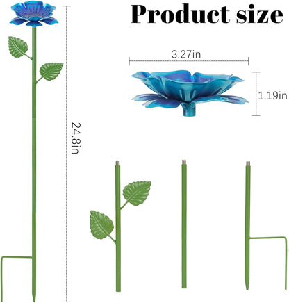 2 Pack Bee Watering Station - Flowers Butterfly Feeder, Bee Water Feeders for Outside, Metal Garden Decor, Bee Baths for Garden Yard Patio (Blue,Yellow)