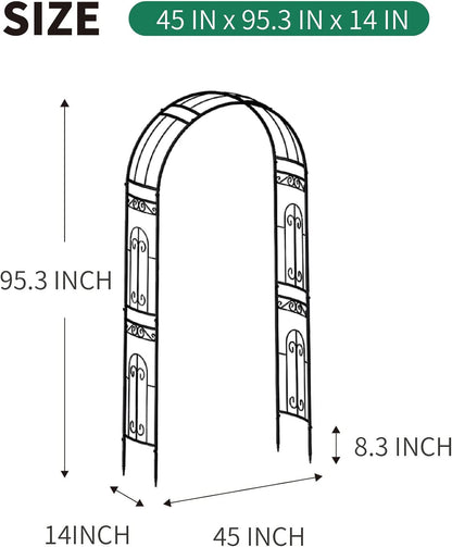 SCENDOR Metal Pergola Arbor, 95.3" H x 45" W Garden Wedding Arch Curved Metal Enduring Iron Garden Arch Trellis for Climbing Plants Outdoor Ceremony Arty Decoration